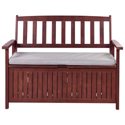 Garden Bench with Cushion SOVANA 120 cm with Storage Acacia Wood Light Grey