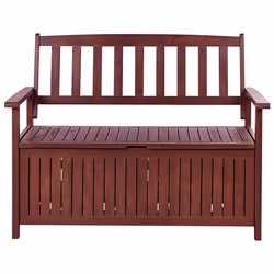 Garden Bench with Cushion SOVANA 120 cm with Storage Acacia Wood Light Grey