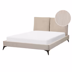 Bed Corduroy MELLE 140 x 200 cm (EU Double) Taupe