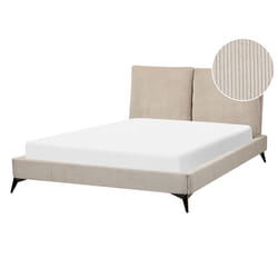 Bed Corduroy MELLE 140 x 200 cm (EU Double) Taupe