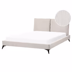 Bed Corduroy MELLE 160 x 200 cm (EU King Size) Light Beige