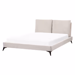 Bed Corduroy MELLE 160 x 200 cm (EU King Size) Light Beige