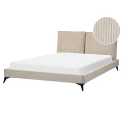Bed Corduroy MELLE 160 x 200 cm (EU King Size) Taupe