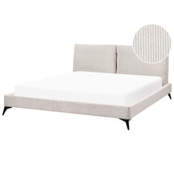 Bed Corduroy MELLE 180 x 200 cm (EU Super King) Light Beige