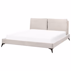 Bed Corduroy MELLE 180 x 200 cm (EU Super King) Light Beige