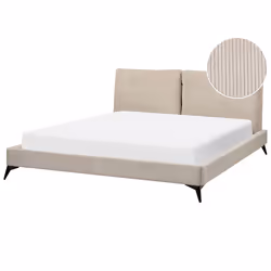 Bed Corduroy MELLE 180 x 200 cm (EU Super King) Taupe