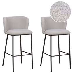Set of 2 Bar Chairs MINA Boucle Light Grey