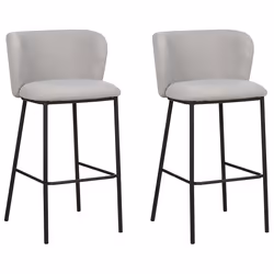 Set of 2 Bar Chairs MINA Boucle Light Grey