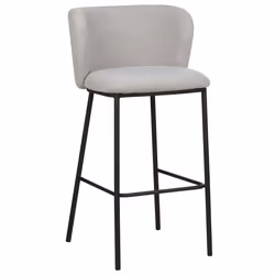 Set of 2 Bar Chairs MINA Boucle Light Grey - Additional view 4