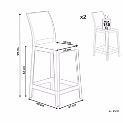 Set of 2 Bar Chairs WELLINGTON Black
