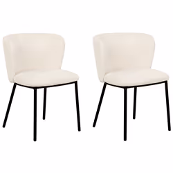 Set of 2 Dining Chairs MINA Boucle Off-White