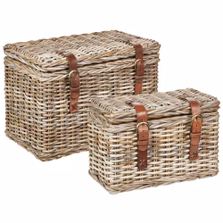 Set of 2 Baskets IRBID Rattan Natural
