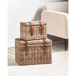 Set of 2 Baskets IRBID Rattan Natural