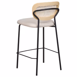 Set of 2 Bar Chairs MAYETTA Rattan Light Beige