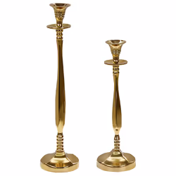 Set of 2 Candle Holders TIRAH Metal 31/36 cm Gold