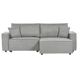 Corner Sofa Bed KARILA Fabric Grey with Storage 3 Seater Left Hand