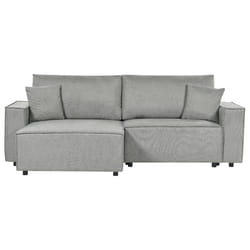 Corner Sofa Bed KARILA Fabric Grey with Storage 3 Seater Right Hand