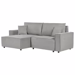 Corner Sofa Bed KARILA Fabric Grey with Storage 3 Seater Right Hand