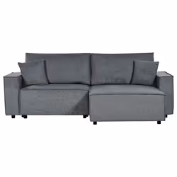 Corner Sofa Bed KARILA Fabric Dark Grey with Storage 3 Seater Left Hand
