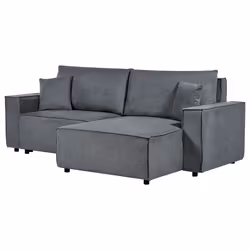 Corner Sofa Bed KARILA Fabric Dark Grey with Storage 3 Seater Left Hand