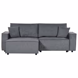 Corner Sofa Bed KARILA Fabric Dark Grey with Storage 3 Seater Right Hand