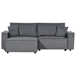 Corner Sofa Bed KARILA Fabric Dark Grey with Storage 3 Seater Right Hand
