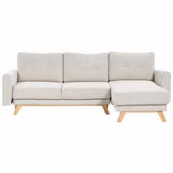Sofa Bed SIRO Fabric Light Beige with Storage 3 Seater Left Hand