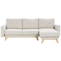 Sofa Bed SIRO Fabric Light Beige with Storage 3 Seater Left Hand