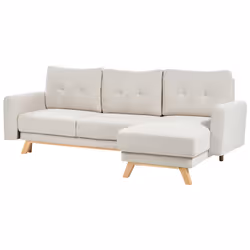 Sofa Bed SIRO Fabric Light Beige with Storage 3 Seater Left Hand