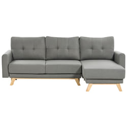 Sofa Bed SIRO Fabric Grey with Storage 3 Seater Left Hand