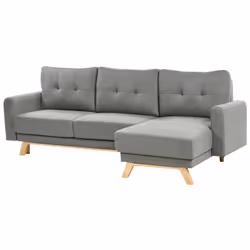 Sofa Bed SIRO Fabric Grey with Storage 3 Seater Left Hand