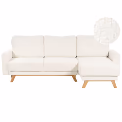 Sofa Bed SIRO Boucle Off-White with Storage 3 Seater Left Hand