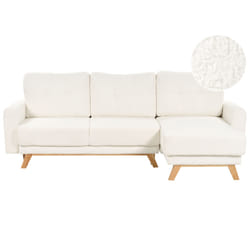 Sofa Bed SIRO Boucle Off-White with Storage 3 Seater Left Hand