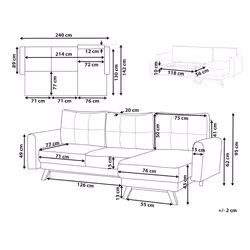 Sofa Bed SIRO Boucle Off-White with Storage 3 Seater Left Hand