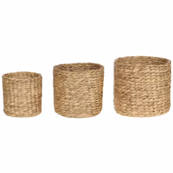 Set of 3 Plant Pots RONQUIL Wicker Natural
