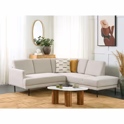 Corner Sofa BREDA Fabric Light Beige 4 Seater Left Hand