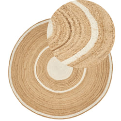 Round Jute Area Rug  140 cm Beige and White HALFELI