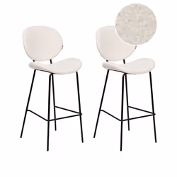 Set of 2 Bar Chairs LUANA Boucle White