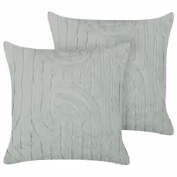 Set of 2 Decorative Cushions TELLIMA Cotton 45 x 45 cm Mint Green Geometric Pattern