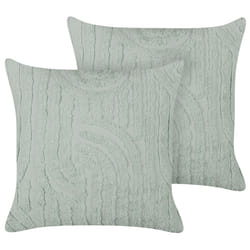 Set of 2 Decorative Cushions TELLIMA Cotton 45 x 45 cm Mint Green Geometric Pattern