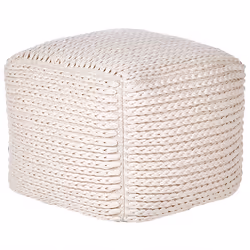 Cotton Pouffe 50 x 50 x 35 cm Light Beige DAMAN