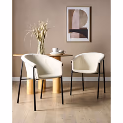 Set of 2 Dining Chairs AMES Boucle Off-White