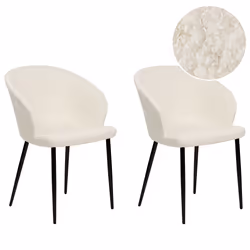 Set of 2 Dining Chairs MASON Boucle Off-White