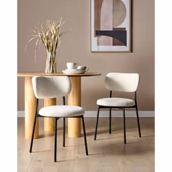 Set of 2 Dining Chairs CASEY Boucle Off-White