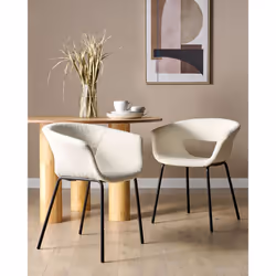Set of 2 Dining Chairs ELMA Boucle Off-White
