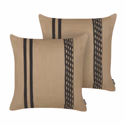 Set of 2 Decorative Cushions DESALIX Jute 45 x 45 cm Beige Striped