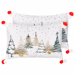 Set of 2 Decorative Cushions ANREDERA Cotton 30 x 50 cm White Christmas Pattern