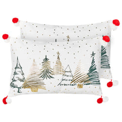 Set of 2 Decorative Cushions ANREDERA Cotton 30 x 50 cm White Christmas Pattern