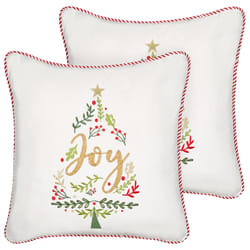 Set of 2 Decorative Cushions ECHEVERIA Velvet 45 x 45 cm White Christmas Pattern