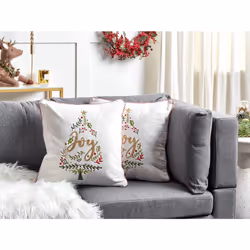 Set of 2 Decorative Cushions ECHEVERIA Velvet 45 x 45 cm White Christmas Pattern